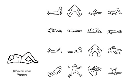 Poses outline vector icons