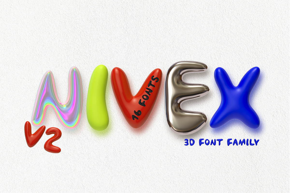 NIVEX V2. 3D OTF SVG Font Realistic., a Symbol Font by Luxfont (Photo 1 of 13)
