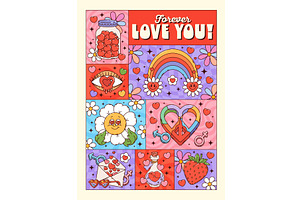 Valentine's day hearts groovy, a Seasonal Illustration by Buch&Bee