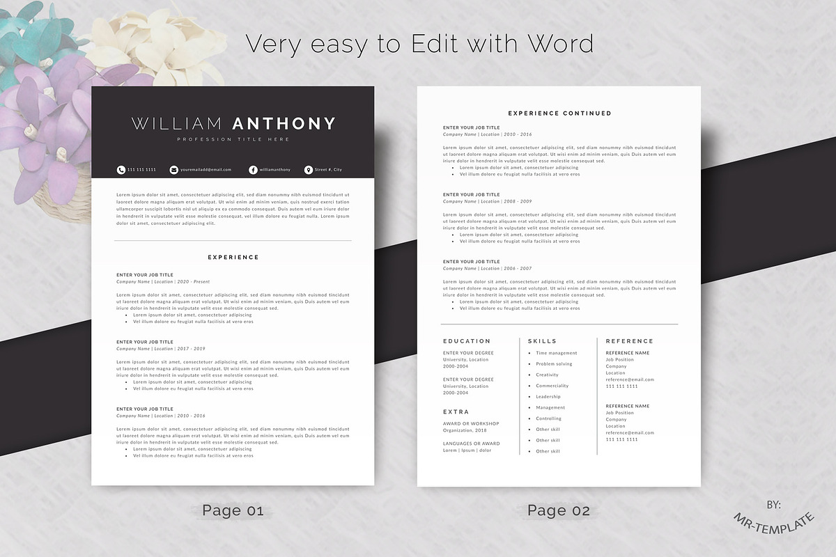 Resume/CV 4 Pages Word, a Resume Template by Mr-Template (Photo 2 of 5)