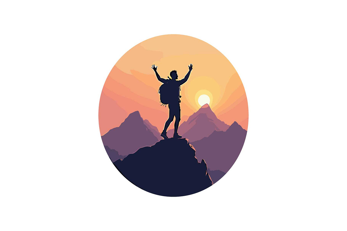Sunset Hiking Silhouette  Bundle, an Object Graphic by yasushie (Photo 4 of 16)