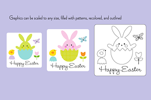 Bunny & Chicks Easter Graphics