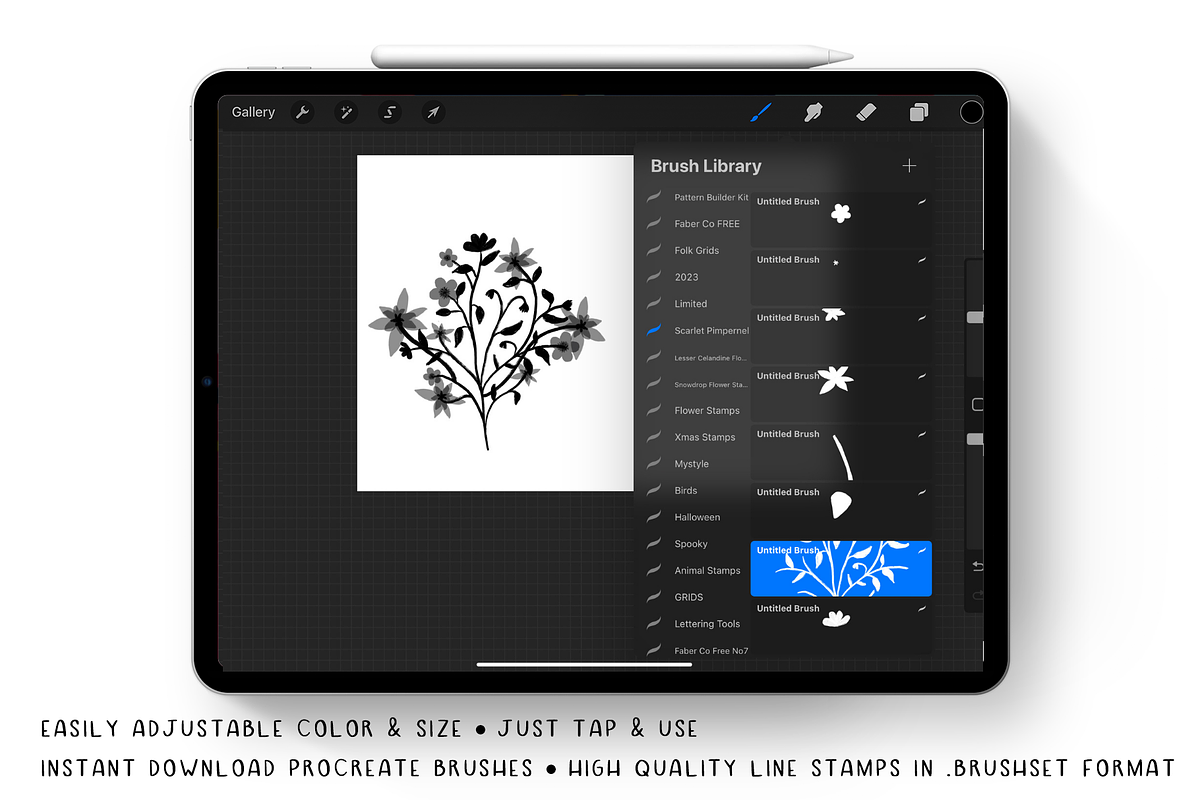Procreate Stamps - Scarlet Pimpernel, a Brush Add-On by Gabba Delgado (Photo 2 of 4)