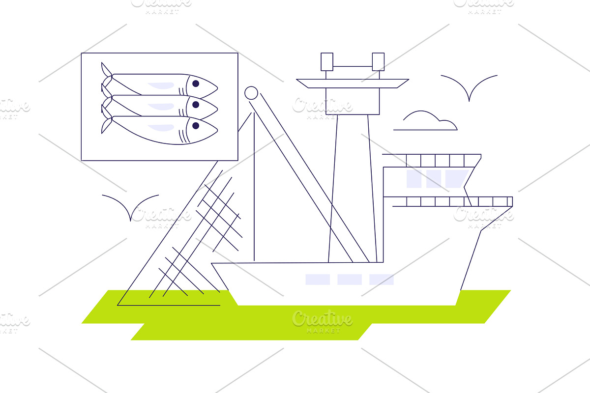 Industrial fishing boat abstract, a Transportation Illustration by Visual Generation