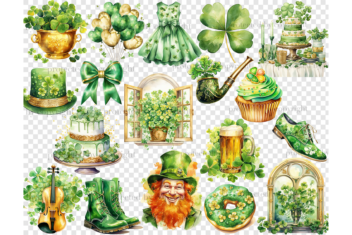 St.Patrick’s Day Clipart, a Seasonal Illustration by GlamArtZhanna (Photo 5 of 6)