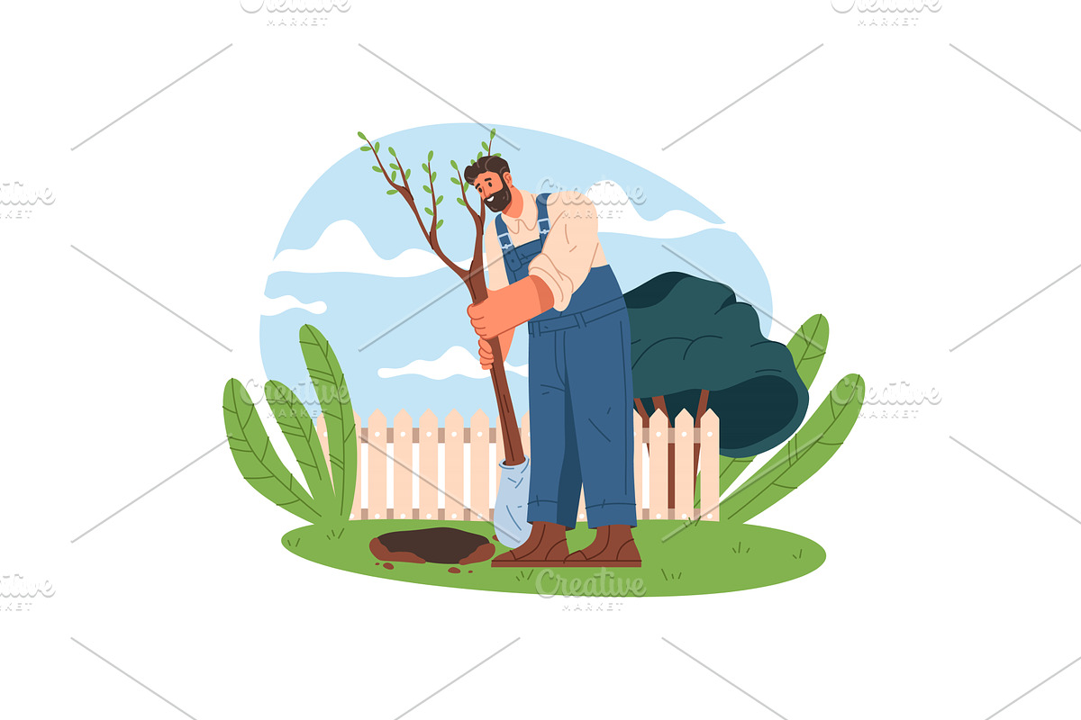Vector image of gardener plating, an Illustration by Elegant Solution