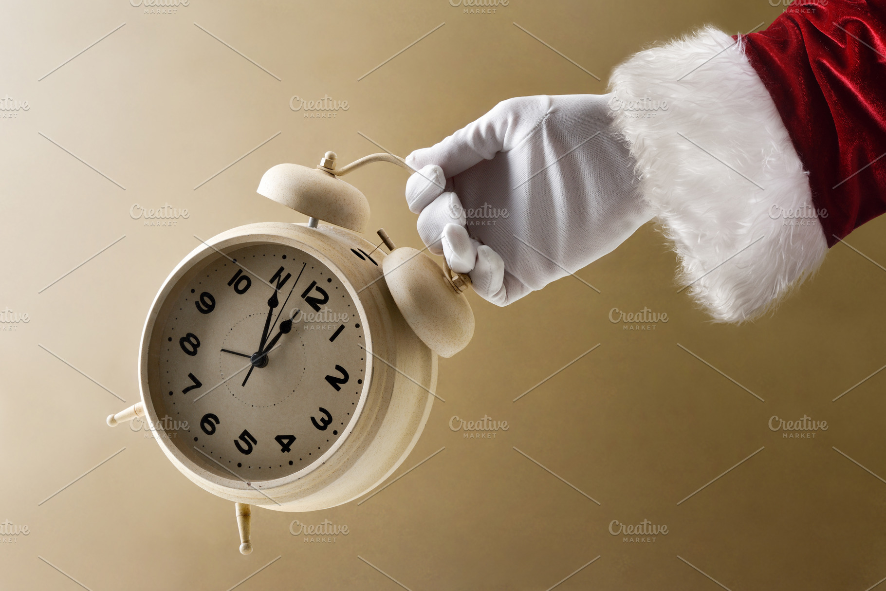 Santa Claus showing countdown with clock on New Year's Eve, a Holiday Photo by Davizro's Market
