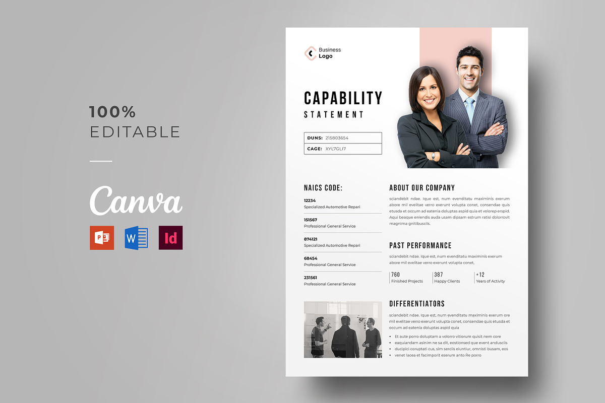 Capability Statement Template, Canva, a Brochure Template by Niofix (Photo 2 of 6)