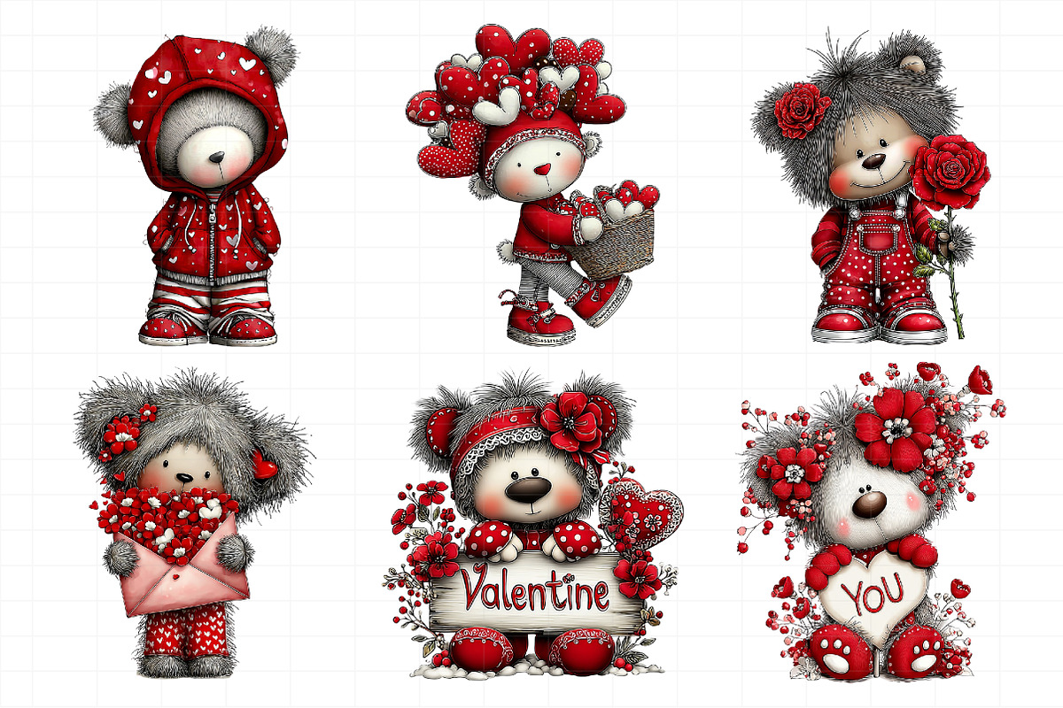 Valentine Teddy Bear Clipart, an Illustration by Daily.Designs (Photo 7 of 8)