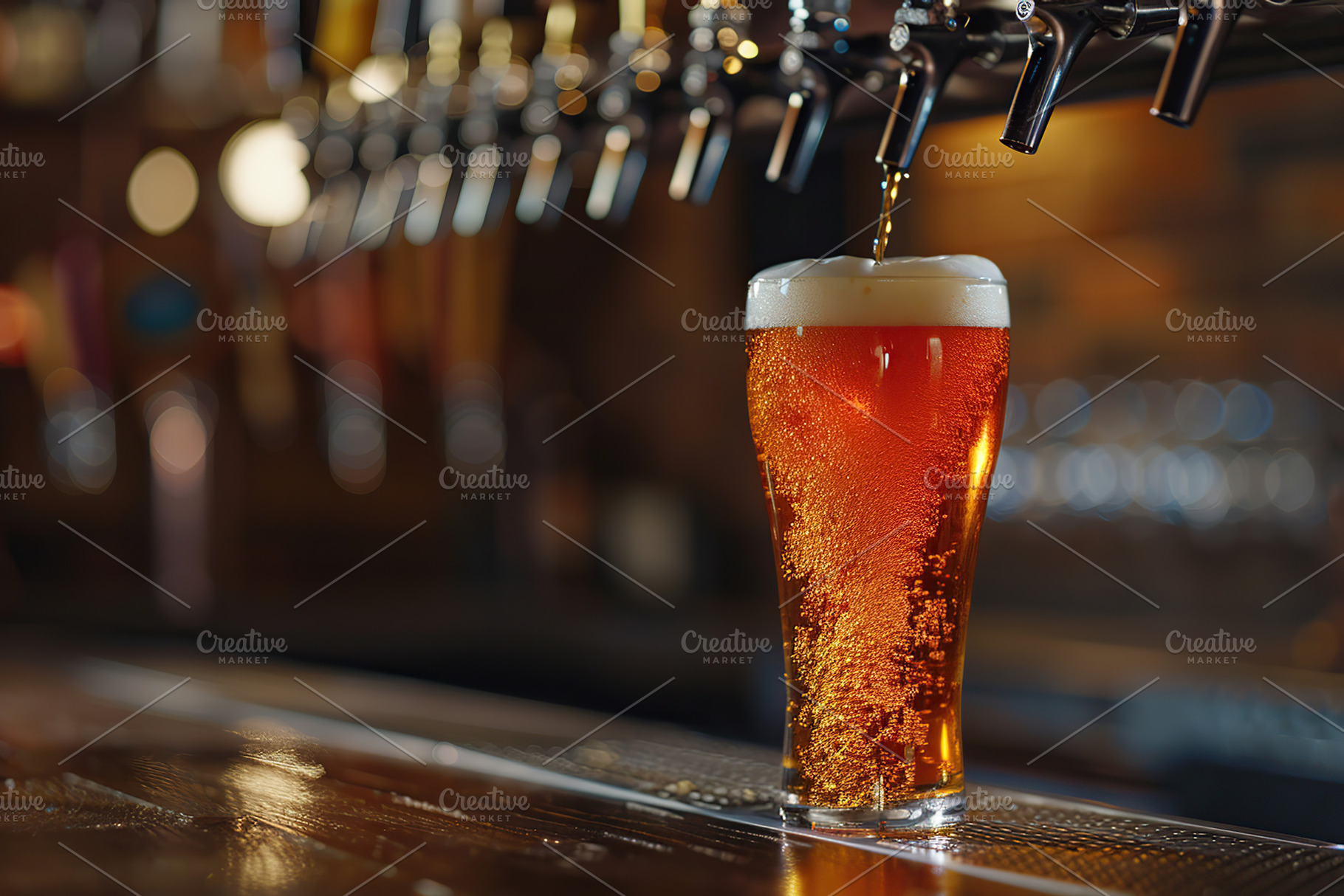 Beer tap pouring a beer in glass, a Photo by AlyaAnd