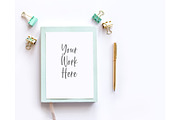 Mint Notebook Mockup, a Print Template by SunnyTangerine Stock (Thumbnail 1 of 6)