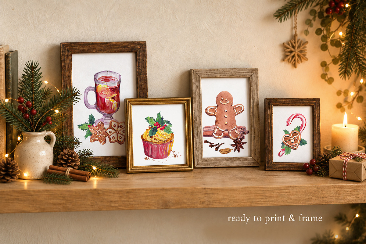 Watercolor Christmas Food Clipart, a Food Illustration by Where summer is (Photo 3 of 11)