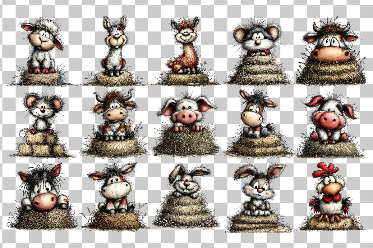 Hay Bale Animals Watercolor Clipart, an Animal Illustration by Nicolle's Colorful Art (Photo 5 of 6)