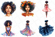 Watercolor Black Afro Girl Clipart, an Illustration by DreamPrint404 (Thumbnail 2 of 7)