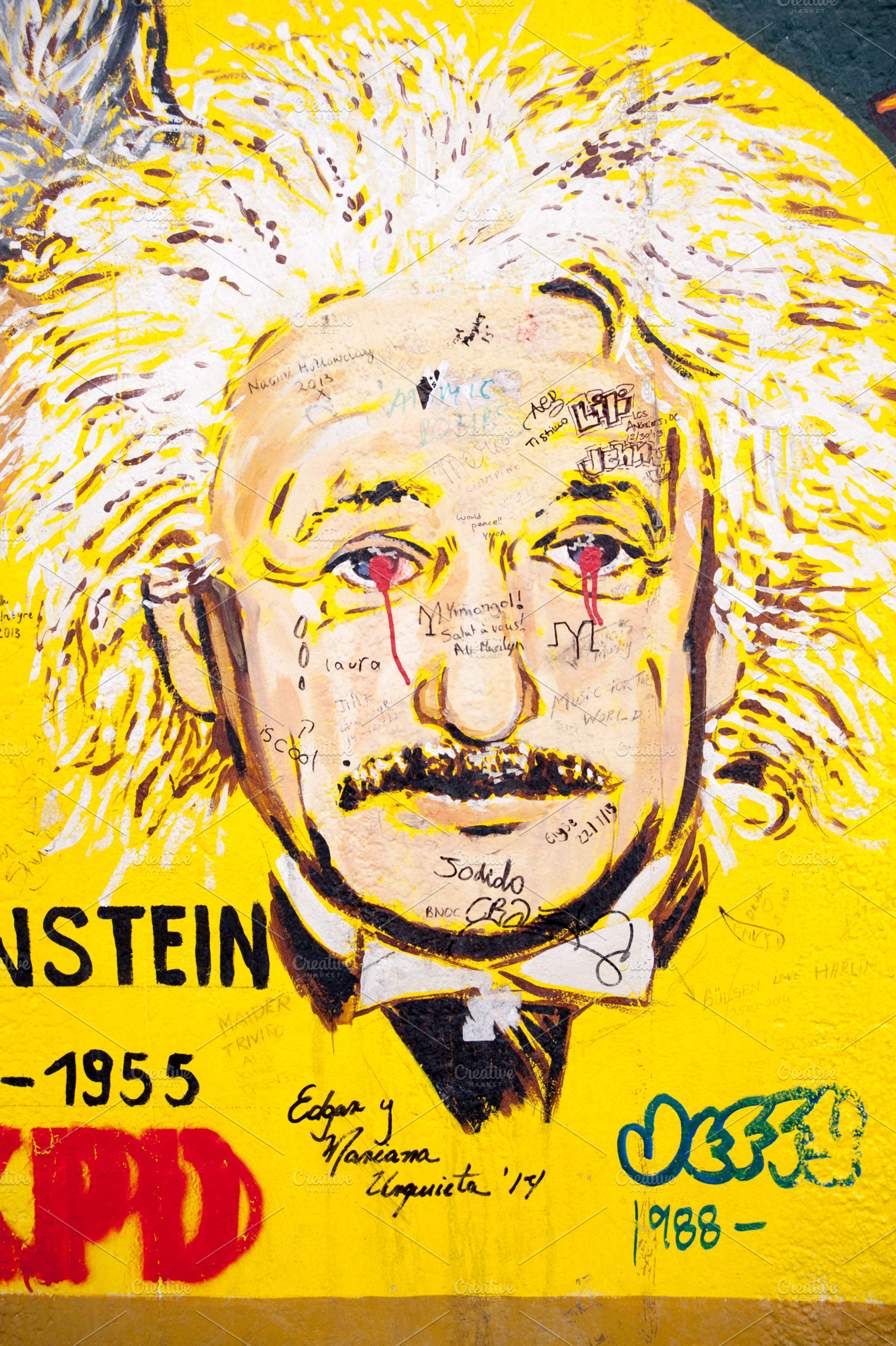 Berlin wall art albert einstein containing berlin wall, east side gallery