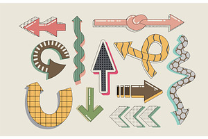 Playful retro arrow set with, an Illustration by art PVP - market