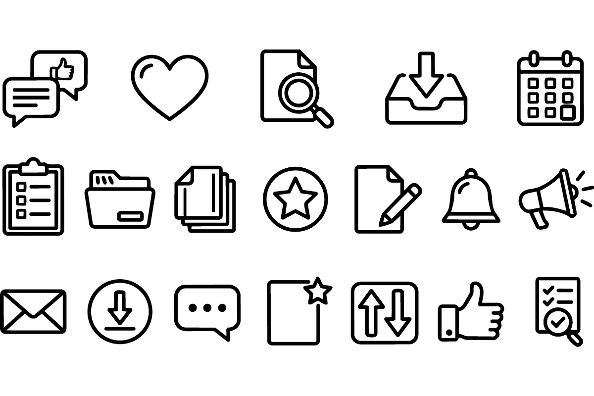 Minimal Outline UI Icon Set, an Illustration by designvectx (Photo 2 of 3)