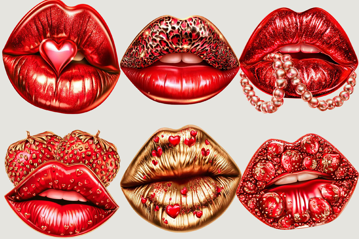 Valentine Lips Clipart PNG, a Seasonal Illustration by SVGArt (Photo 2 of 5)