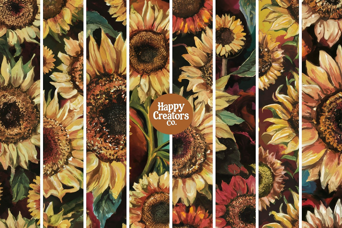 Sunflowers Melange Digital Papers #2, a Pattern Graphic by Happy Creators Co. (Photo 2 of 7)