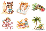 Summer Animals Relaxing on Beach, an Animal Illustration by DreamArtGraphic (Thumbnail 3 of 4)