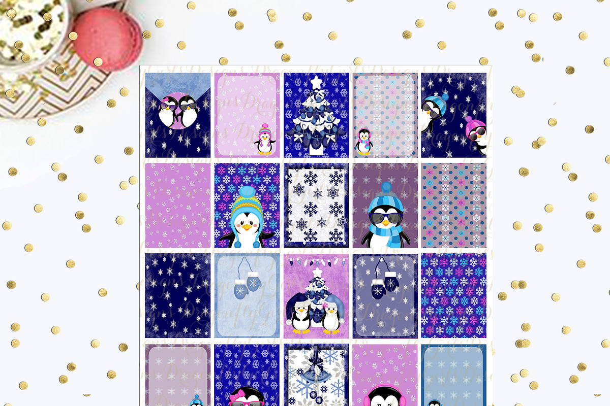 Cool Penguins Printable Planner Box, a Graphic by Dragonfly Girls Designs