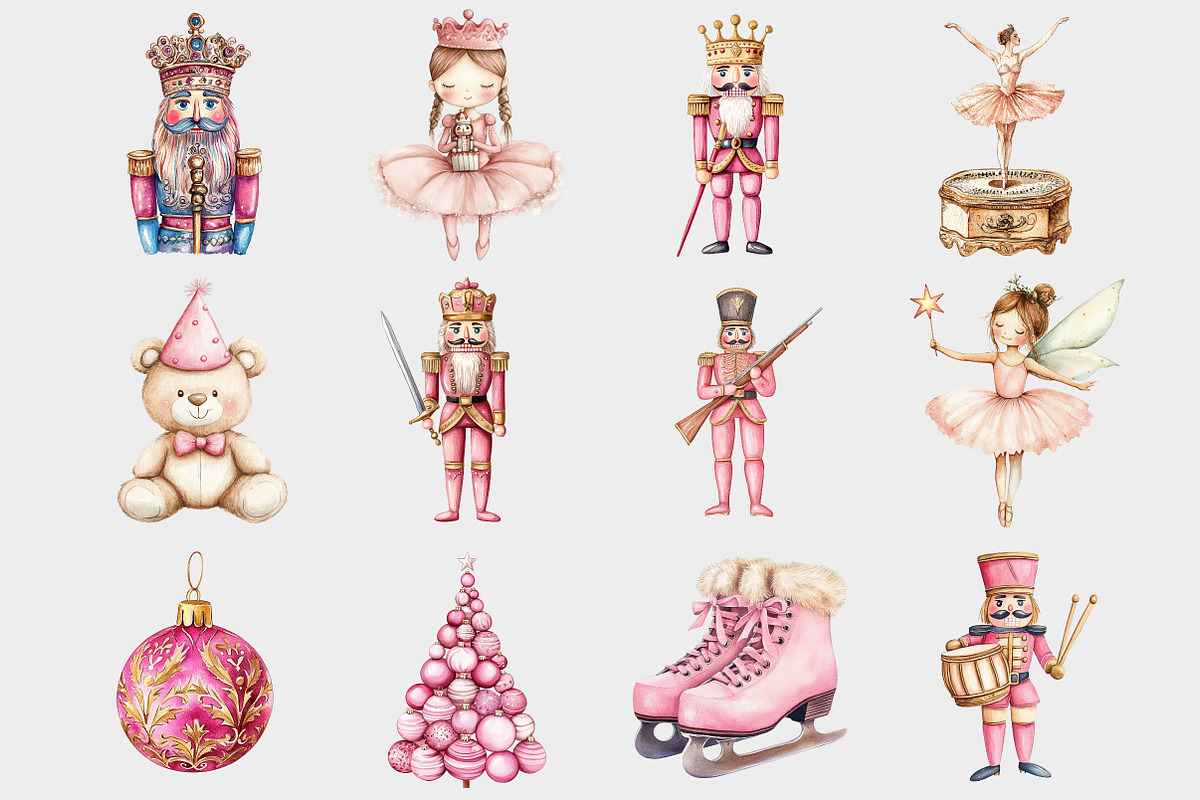 Watercolor Pink Nutcracker Clipart, a Seasonal Illustration by Design Market (Photo 2 of 5)