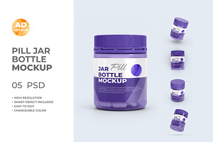 Pill Jar Bottle Mockup (05 PSD)
