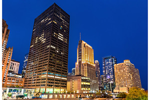 Historic buildings in downtown stock photo containing chicago and skyscraper, an Architecture Photo by Leonid Andronov