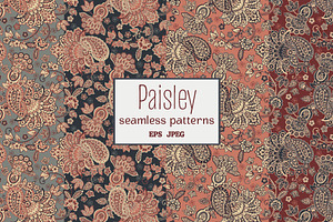 4 Paisley Seamless Patterns