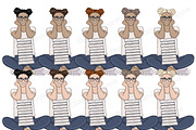 Study Beige Girls Clipart, a Person Illustration by GlamArtZhanna (Thumbnail 2 of 7)