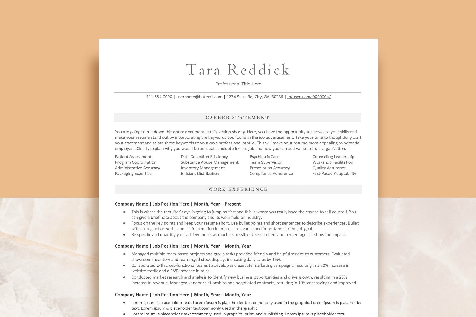 Professional Resume Template ATS Friendly