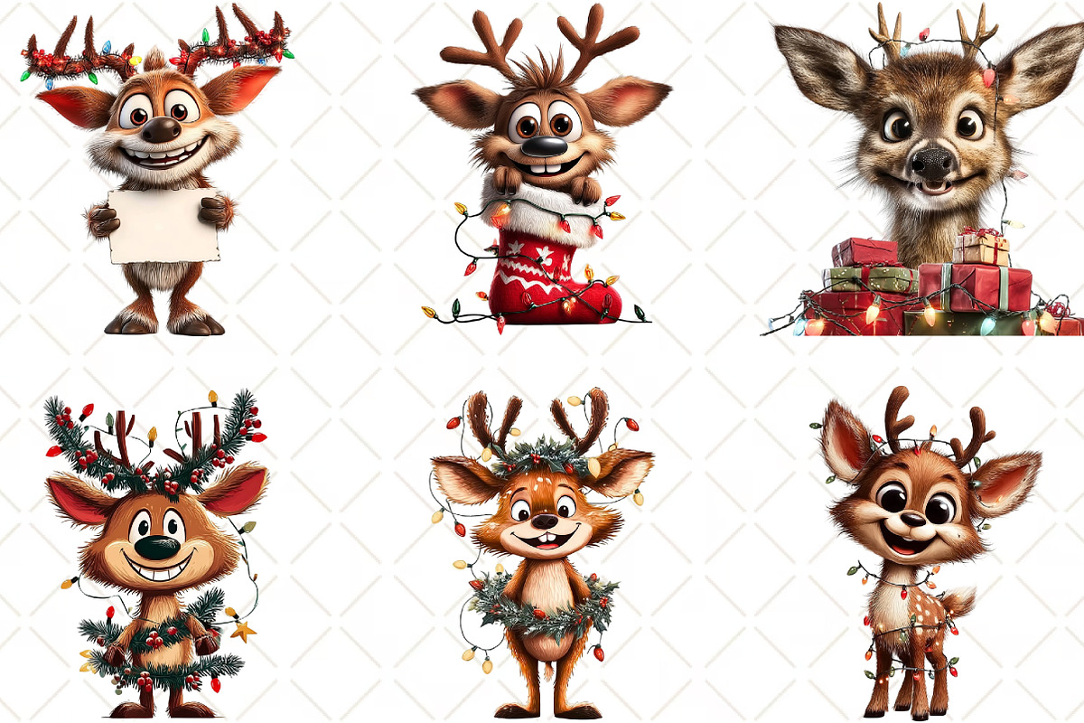 Christmas Deer Clipart, an Illustration by Black Bird Studio (Photo 2 of 6)