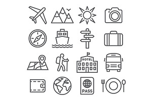 Travel Line Icons