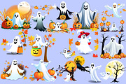 Halloween & Fall Ghost Clipart-2, an Illustration by Wow Magic (Thumbnail 1 of 5)