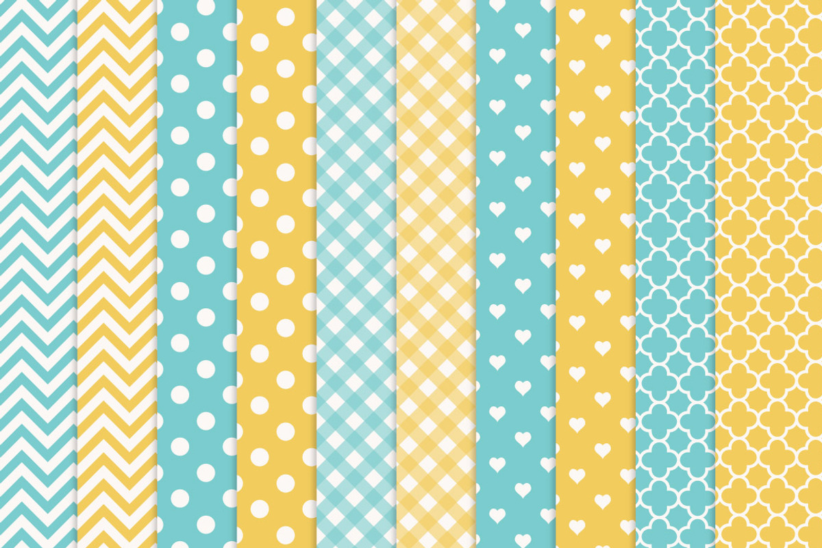 Aqua & Yellow Elephants & Patterns, an Illustration by Amanda Ilkov (Photo 3 of 3)