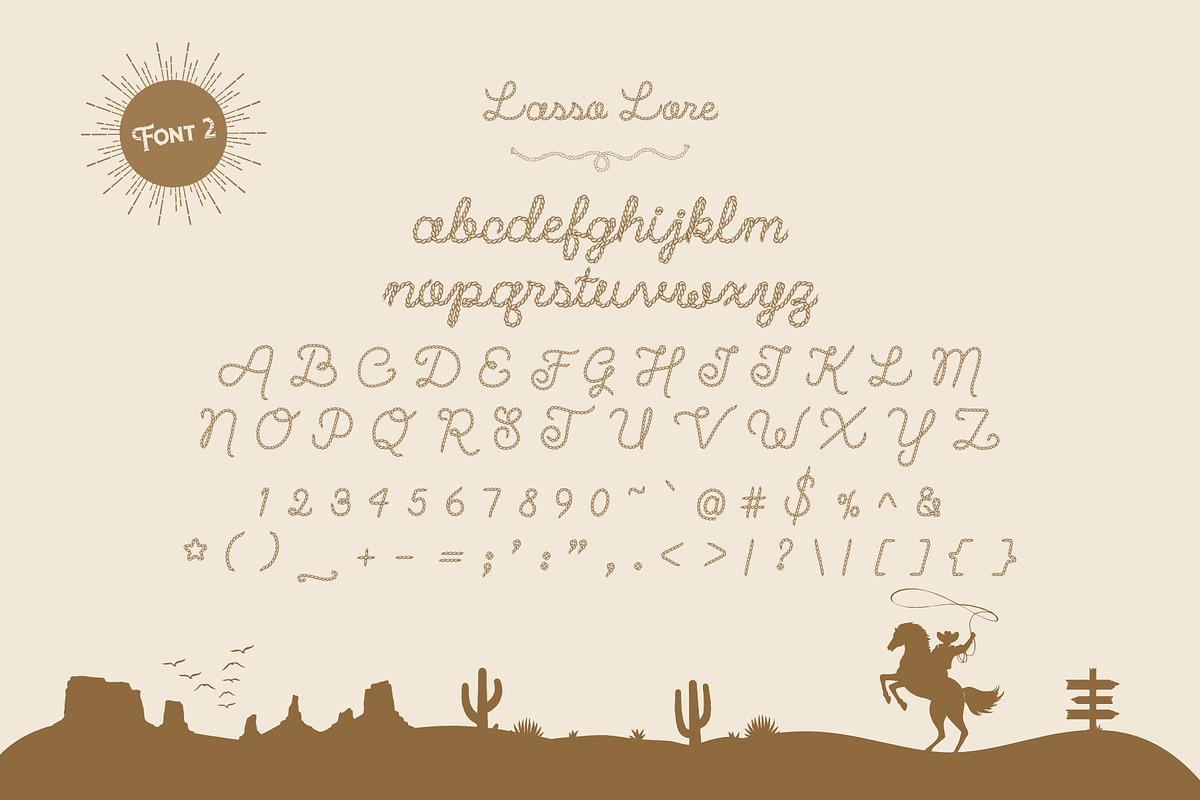 Lasso Lore - Western Rope Font Duo, a Sans Serif Font by HipFonts (Photo 2 of 11)