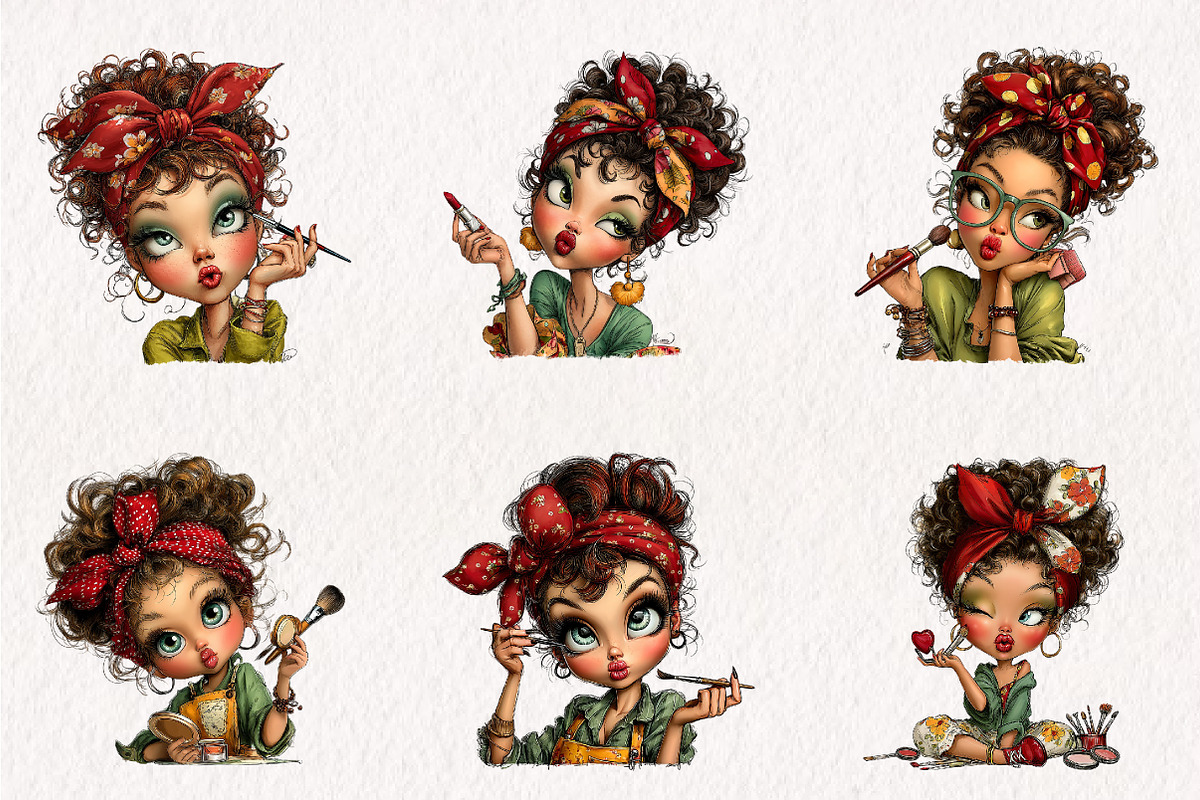 Watercolor Quirky Make Up Girl Clipa, an Illustration by CreationArt (Photo 6 of 7)