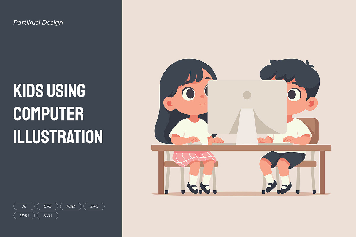 Kids Using Computer Illustration, a Person Illustration by Partikusi Design (Photo 1 of 3)
