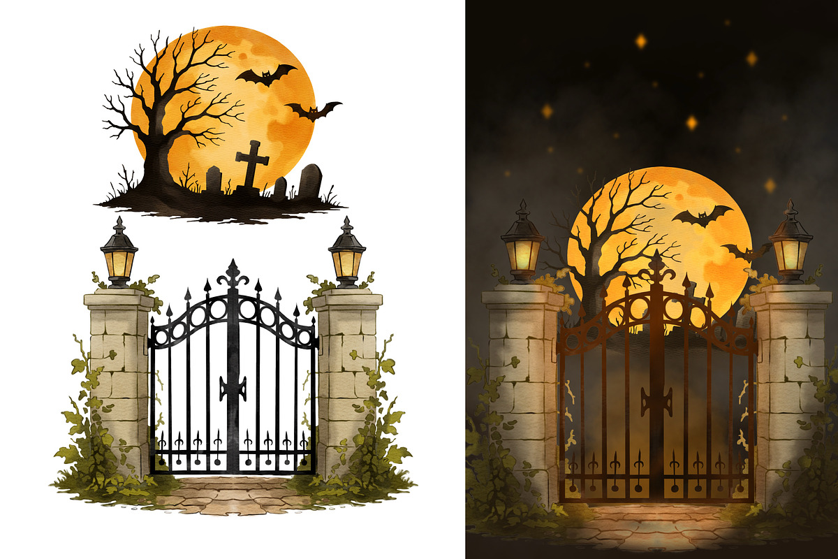 Halloween Watercolor Collection, a Seasonal Illustration by IrynaPanashii (Photo 7 of 19)