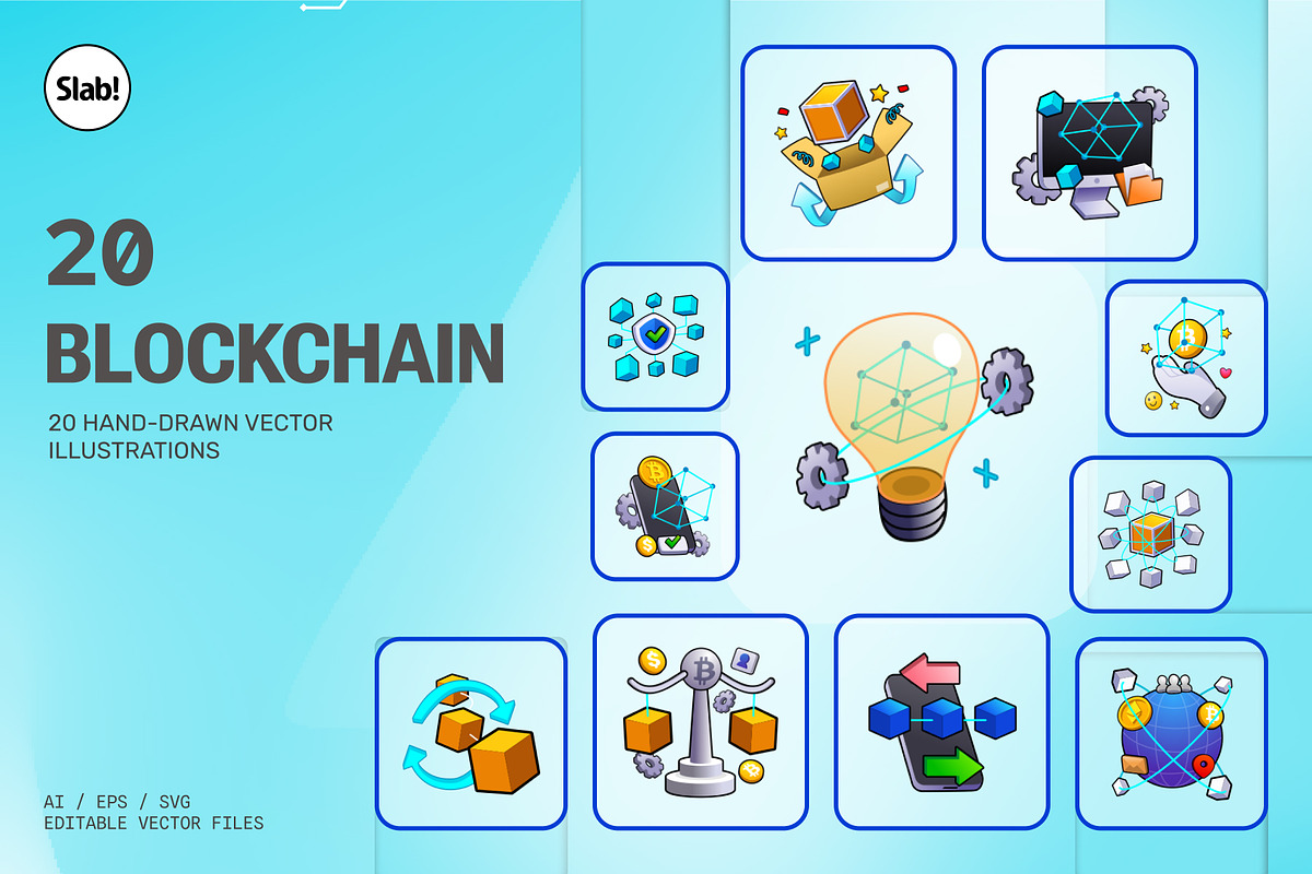 20 Blockchain Hand-Drawn Vector, an Object Graphic by SLAB! Design (Photo 1 of 4)