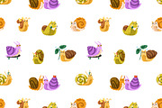 Cute snails set, seamless patterns, an Animal Illustration by Good Studio (Thumbnail 12 of 18)