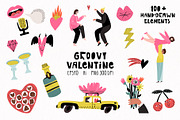 Groovy Valentine clipart collection, a Seasonal Illustration by Paper Cherry (Thumbnail 1 of 21)