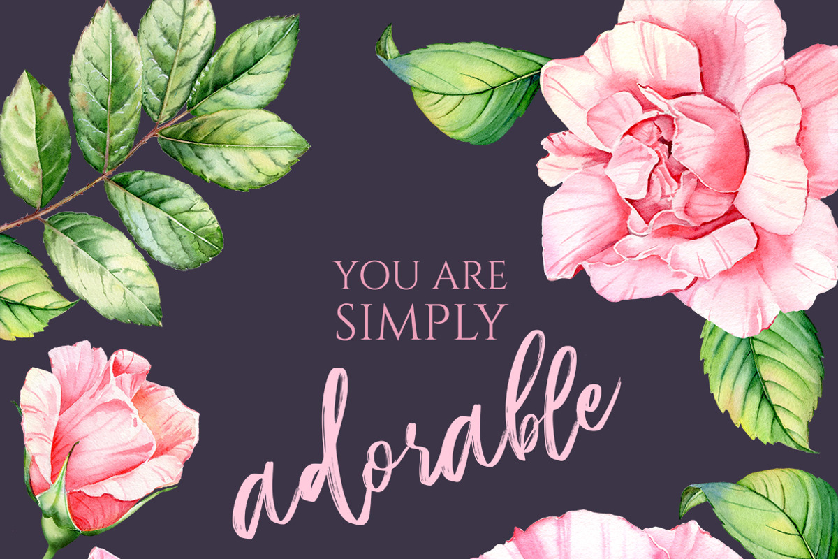 Watercolor Botanical Rose Flowers, an Illustration by Akvarelldesign (Photo 3 of 3)