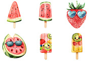 Summer Cute Fruits and Foods Clipart, a Seasonal Illustration by DreamArtGraphic (Thumbnail 4 of 4)