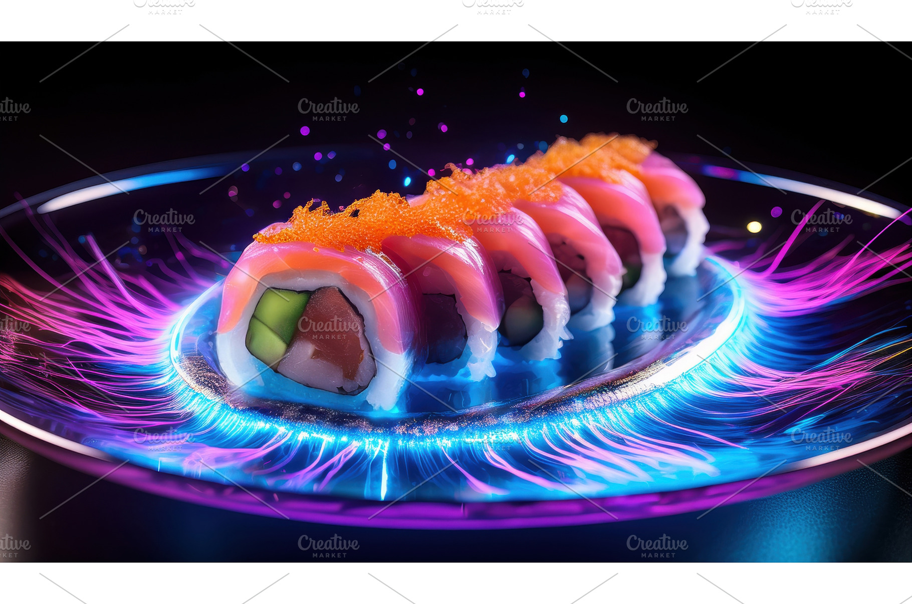 Colorful sushi rolls arranged on a, an Arts & Entertainment Photo by Igor Tichonow
