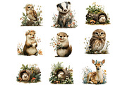 Whimsical Woodland Animal Floral Cli, an Illustration by Designworld (Thumbnail 3 of 4)