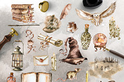 Watercolor Wizard Clipart Set, an Animal Illustration by ArtCreationsDesign (Thumbnail 2 of 12)