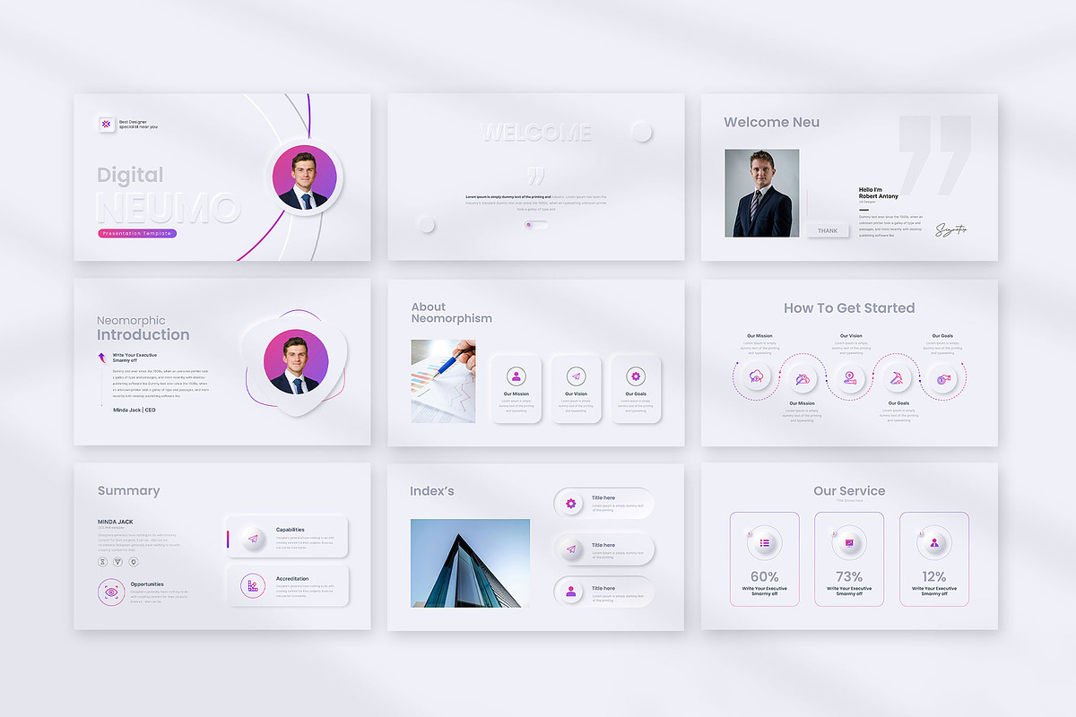 Neomorphic Presentation Template, a Presentation Template by KreateTribe (Photo 4 of 5)
