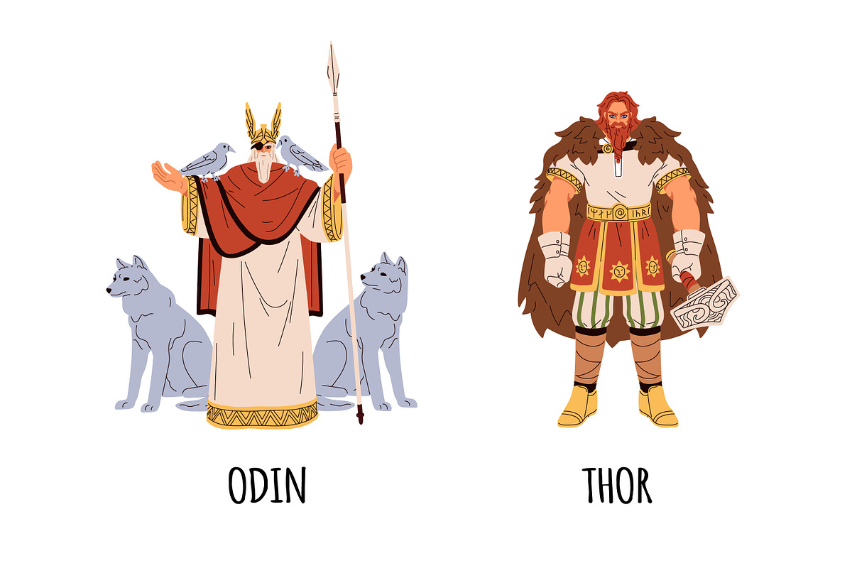 Norse mythology. Gods, goddesses set, a Person Illustration by Good Studio (Photo 2 of 9)