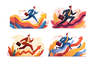 Businessman running up arrow career, a Person Illustration by Onyx
